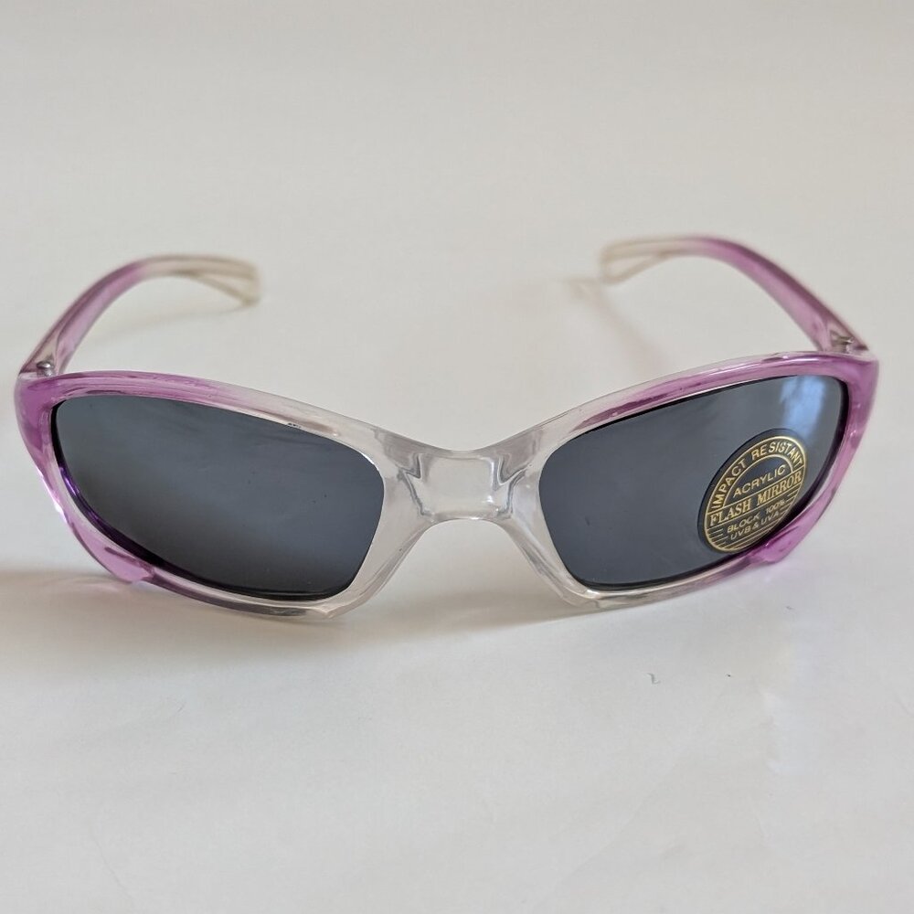 NWT Vintage 90's Kids Acetate Sporty Sunglasses (2 Tone Crystal Pink)